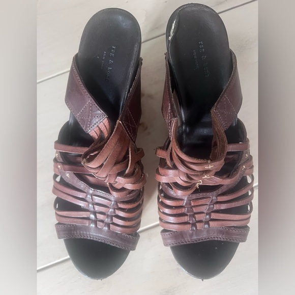 Rag and Bone Brown Leather and Wood Sandals - Picture 3 of 4